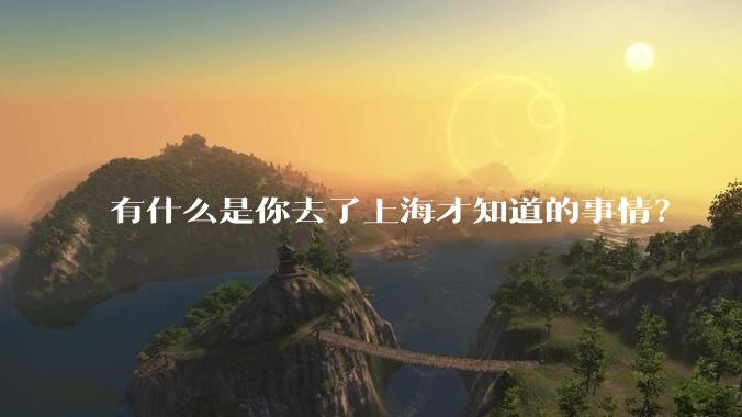 有什么是你去了上海才知道的事情？